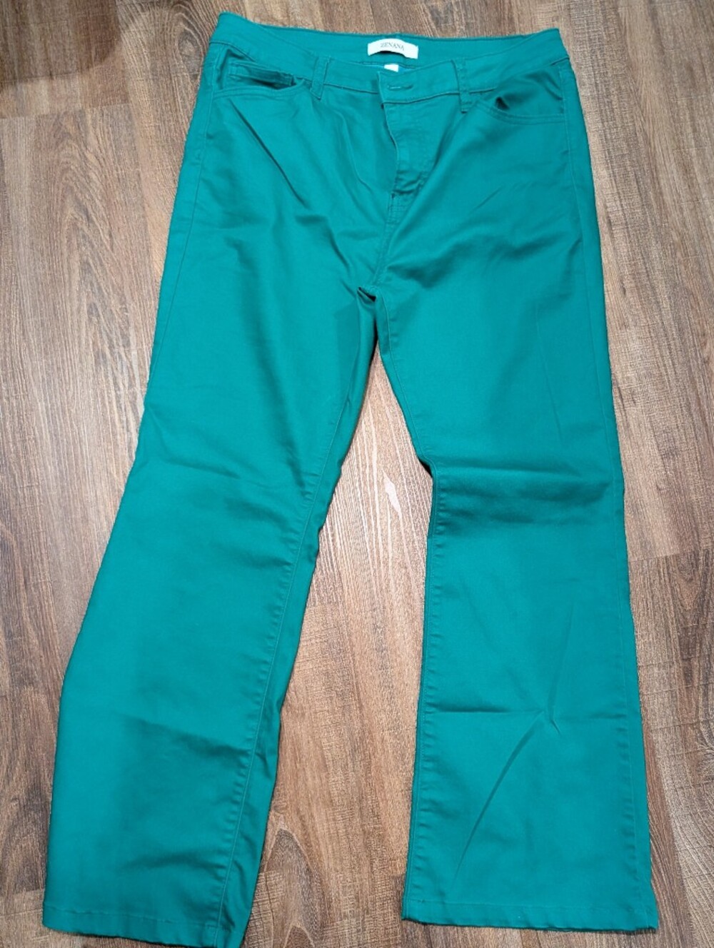 Green Straight-Leg Pants